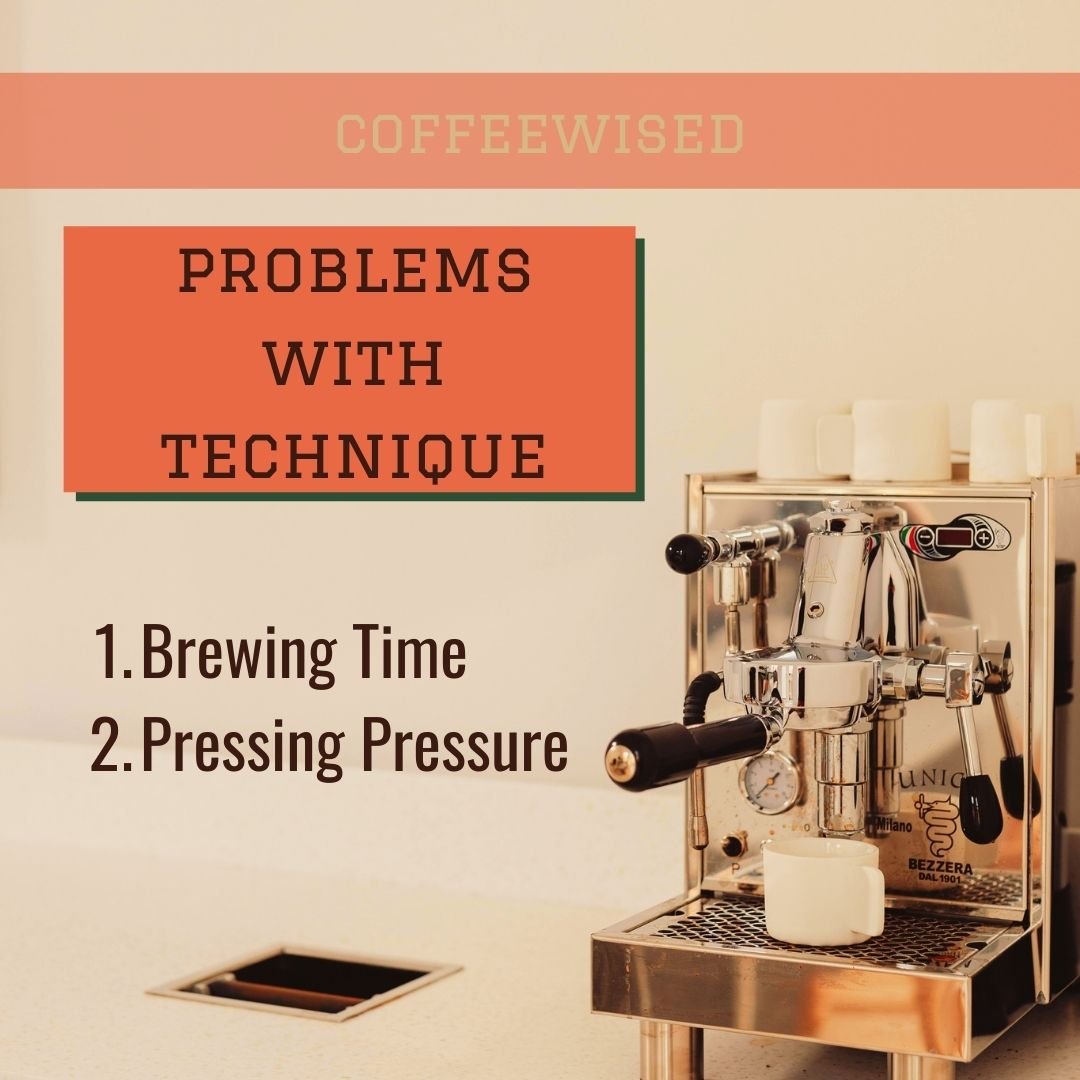Espresso machine with technique text