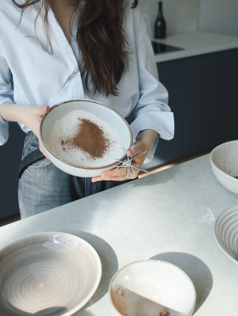 Girl showing instant coffee powder